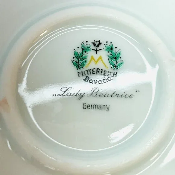 Vintage MITTERTEICH 15" Oval Serving Platter LADY BEATRICE Gilded Rims Germany - Picture 5 of 16